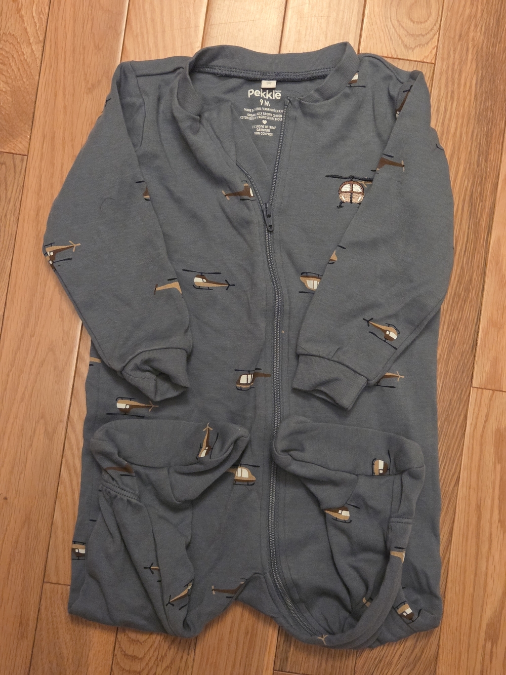 5/$20 Pekkle 9M Navy Helicopter Zipper Footed One-Piece Sleeper Pajamas - Picture 3 of 4